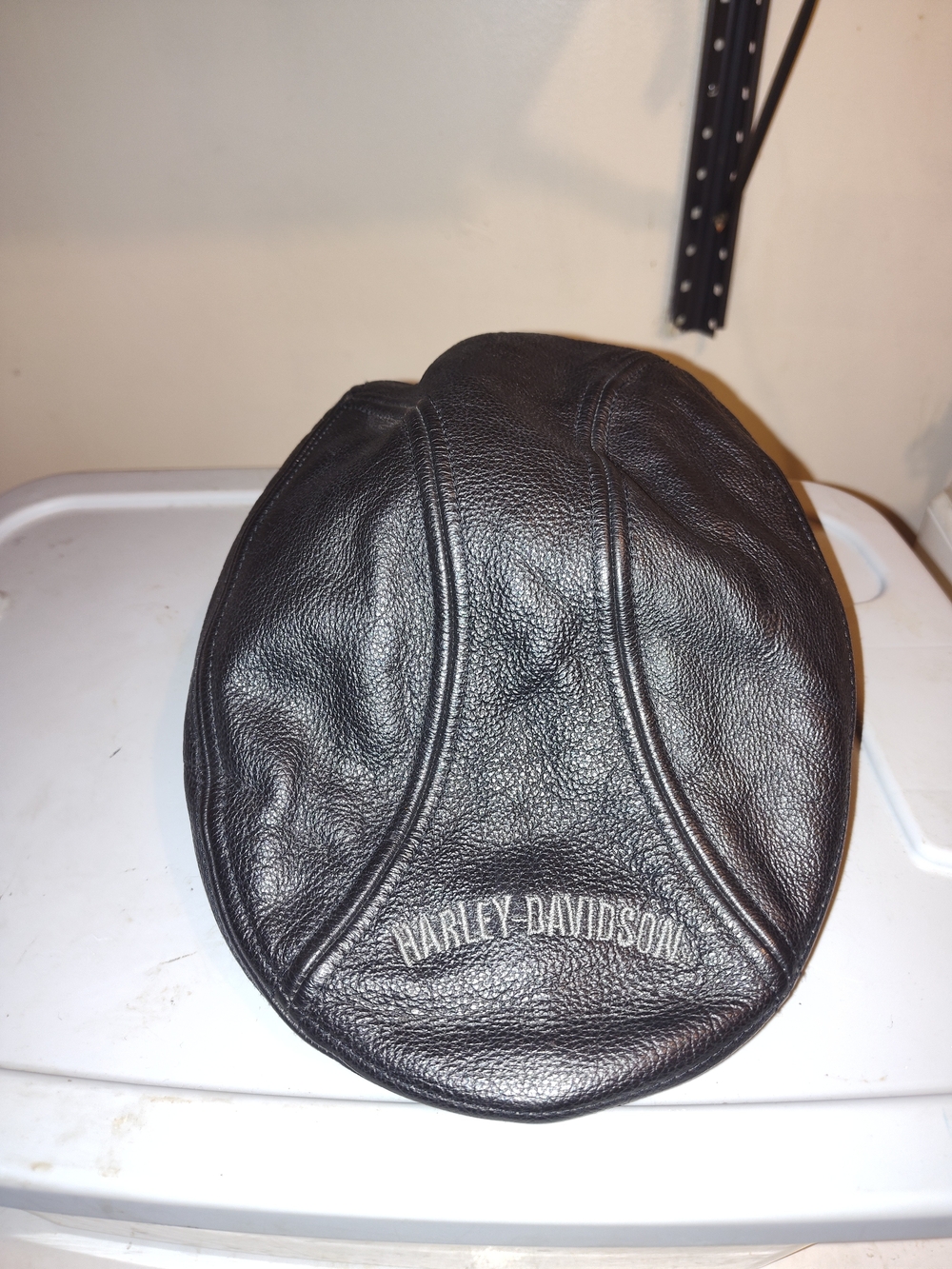 Harley-Davidson Black Leather Driver Cap with Embroidered Logo